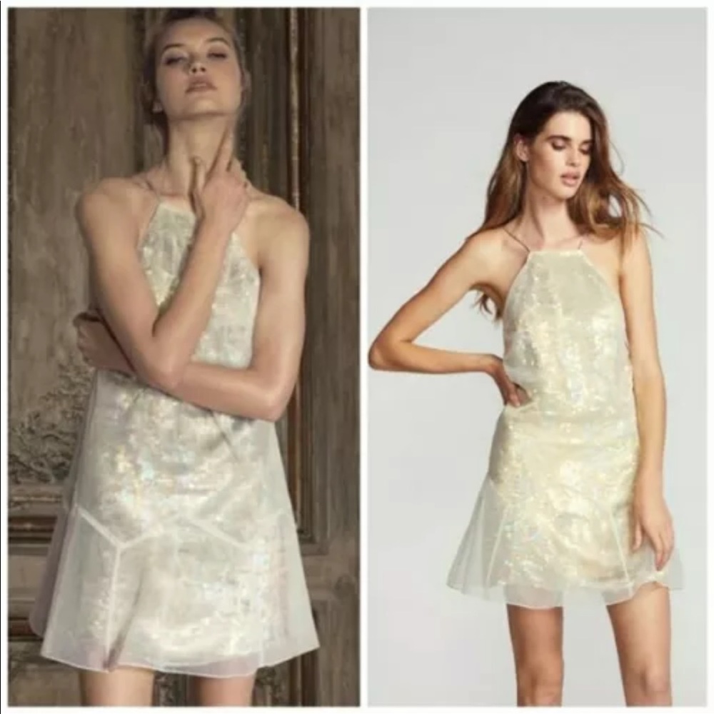 NWT Free People Gold Ghost Sequin Mini Dress